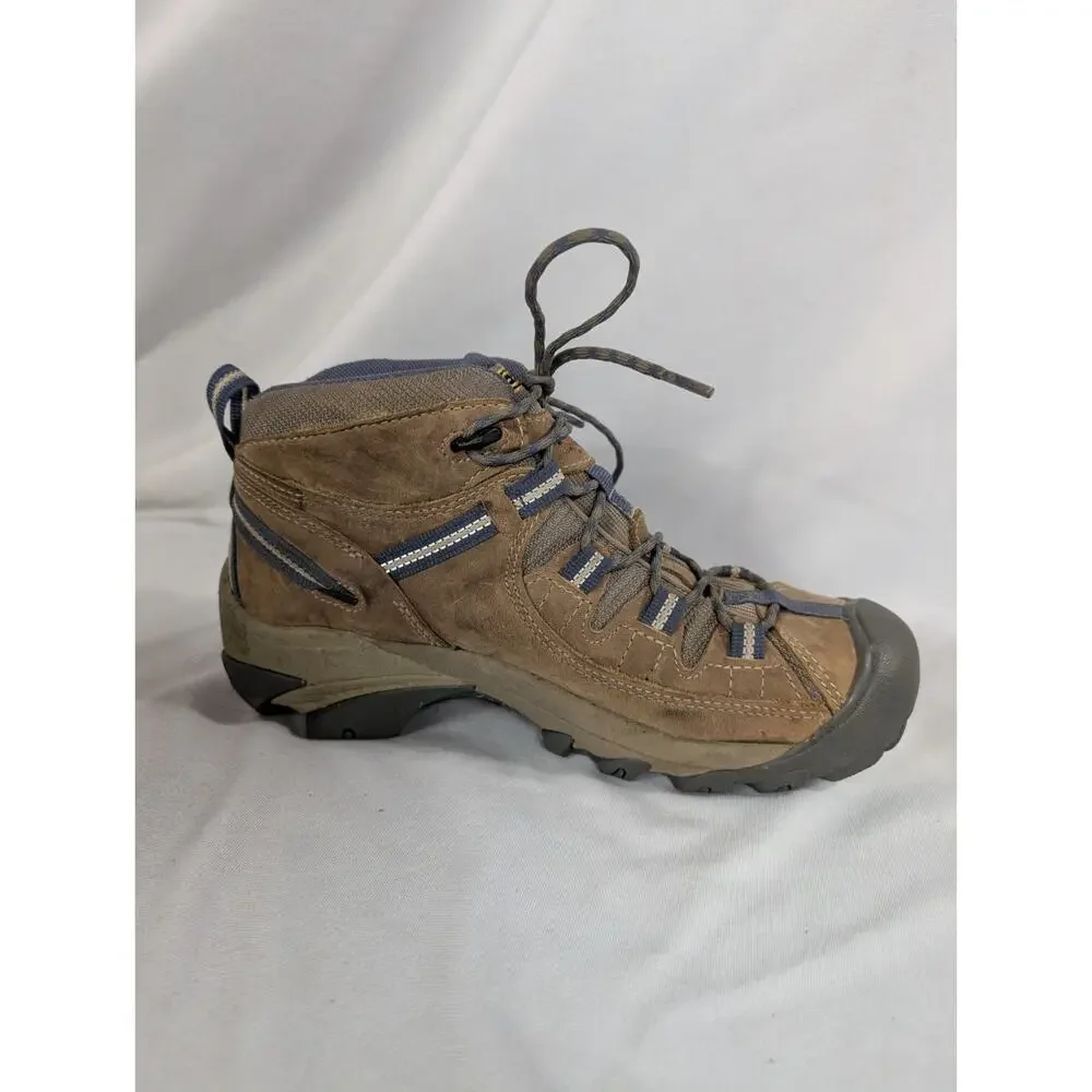 KEEN Targhee II Mid Waterproof Womens 9.5 Brown Leather Hiking Boots 5217-SBFS